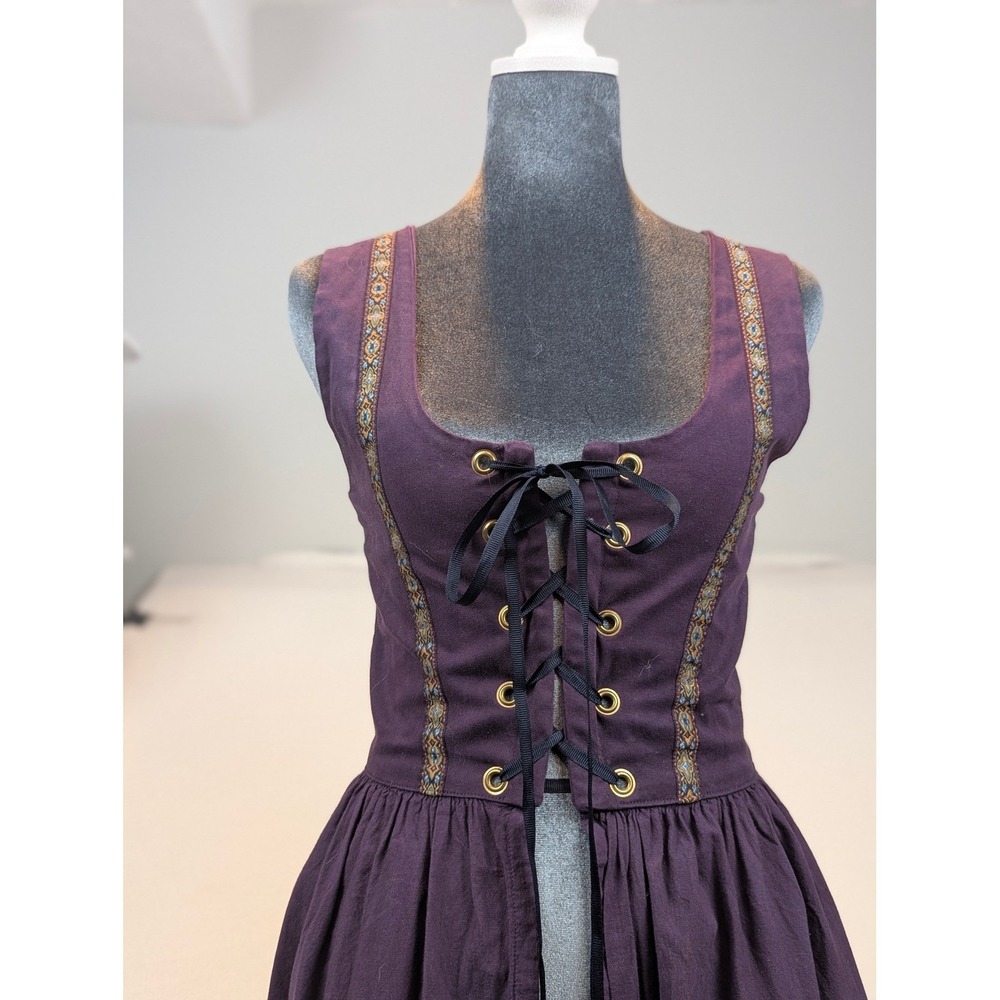 Purple Laced Corset Maxi Renaissance Holy Festival Folk Whimsygoth Alpine Dress - Picture 3 of 16